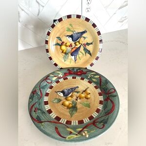 Lenox Winter Greetings Everyday Stoneware Nuthatch Set of 2 Plates (see below)